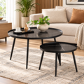 Marlow Black Marble Effect Round Nesting Coffee Tables – Set of 2