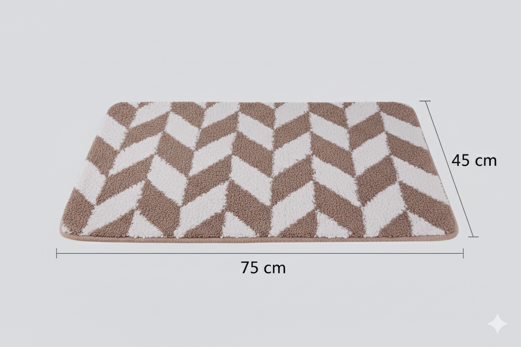 Microfiber Anti slip Rubber Backed Bath Mat - 45 x 75cm (Beige Check)