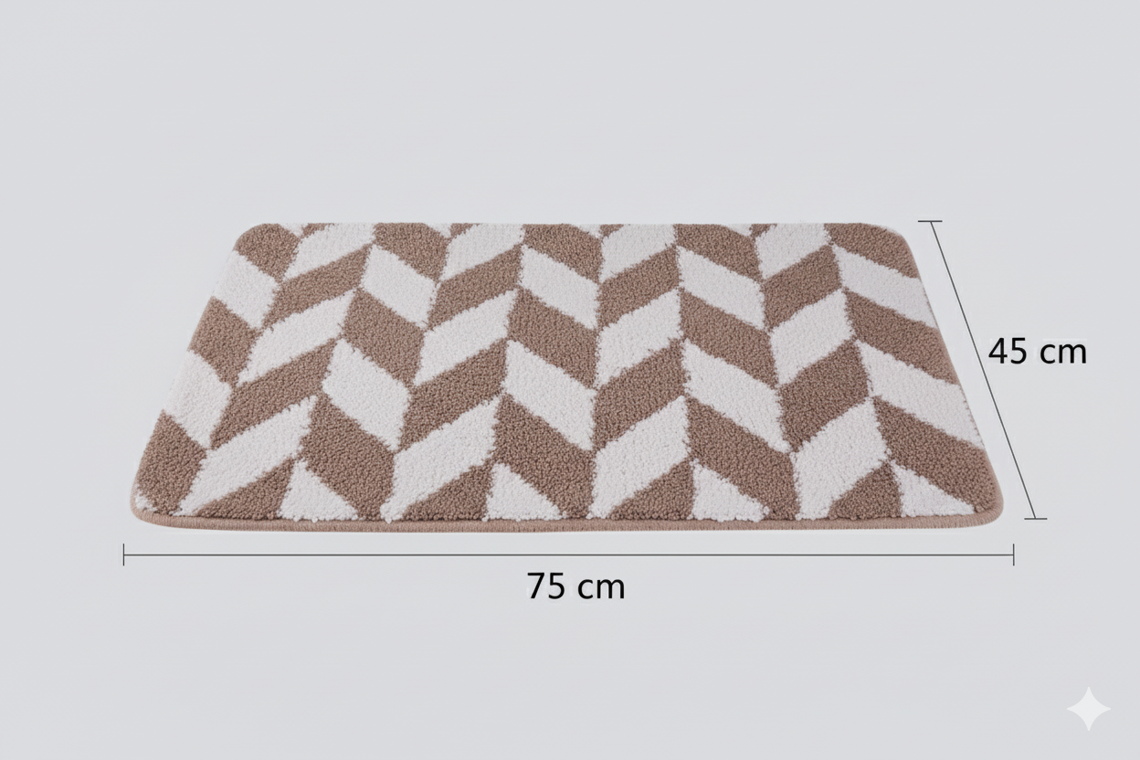 Microfiber Anti slip Rubber Backed Bath Mat - 45 x 75cm (Beige Check)