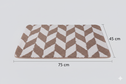 Microfiber Anti slip Rubber Backed Bath Mat - 45 x 75cm (Beige Check)