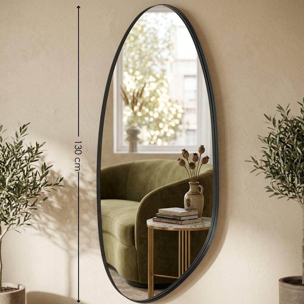 Arden Black Organic Wall Mirror – Asymmetrical Metal Frame