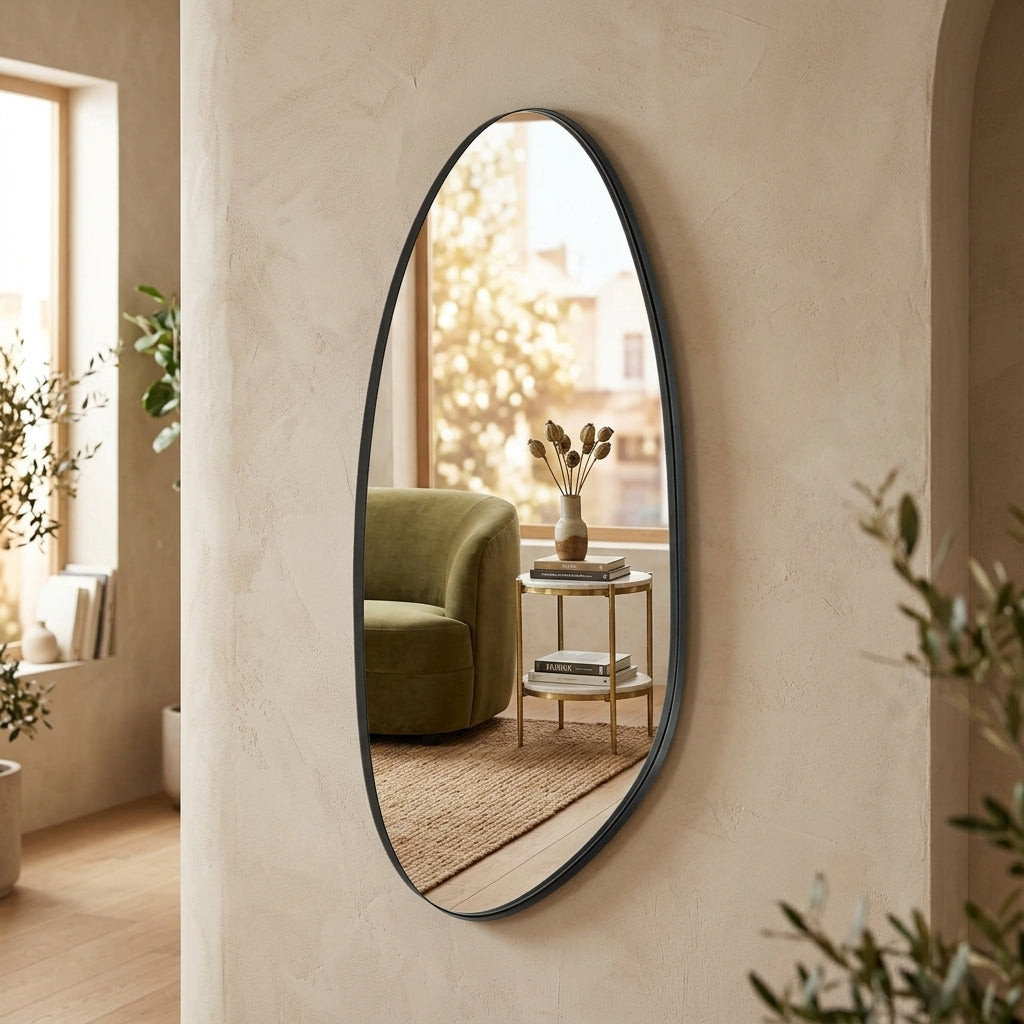 Arden Black Organic Wall Mirror – Asymmetrical Metal Frame