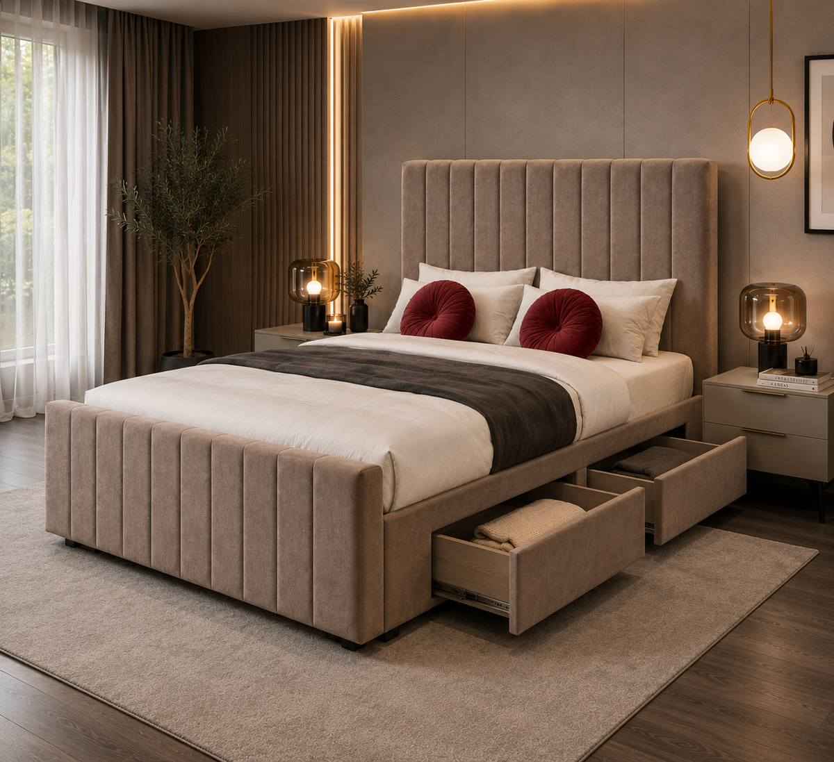 Lillian Bed  with 2 x Bottom End Drawers & Orthopadic Mattress