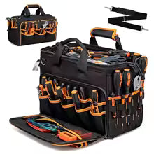 17-Inch Heavy-Duty Tool Tote Bag – Waterproof Multi-Pocket Organizer for Electricians & Mechanics