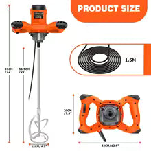 2600W Handheld Concrete Mixer Machine Paddle Mixer Adjustable 6 Speed Stirrer Electric Mix Stirring Tool M14 Mixing Rod