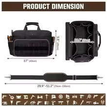 17-Inch Heavy-Duty Tool Tote Bag – Waterproof Multi-Pocket Organizer for Electricians & Mechanics