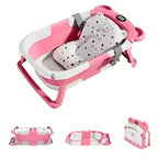 Portable Travel Bathtub, Collapsible Baby Bathtub, with Thermometer &1Soft Floating Cushion, with Drain Hole,For Baby 0-36 Month
