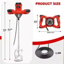 2600W Handheld Concrete Mixer Machine Paddle Mixer Adjustable 6 Speed Stirrer Electric Mix Stirring Tool M14 Mixing Rod