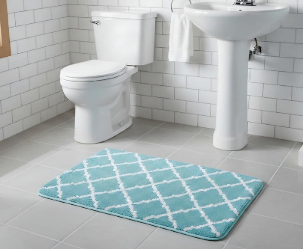 FurnitureXtra Microfiber Anti-Slip Bath Mat – 45×75cm, Aqua Cross, Rubber-Backed