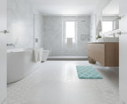 FurnitureXtra Microfiber Anti-Slip Bath Mat – 45×75cm, Aqua Cross, Rubber-Backed