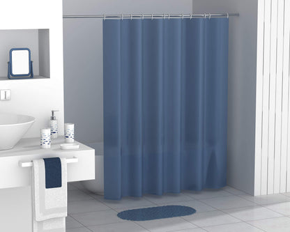 FurnitureXtra Modern Design 7 Piece Plastic Bathroom Accessory Set, Soap Dish, Tooth Brush Holder, Soap Dispenser, Tumbler, Shower Curtain, Curtain Rings and Bathmat