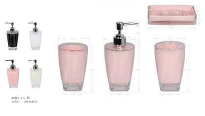 Fingey Modern Design 4 Piece Bathroom Accessory Set, Soap Dish, Tooth Brush Holder, Soap Dispenser, Rinse Cup (White)