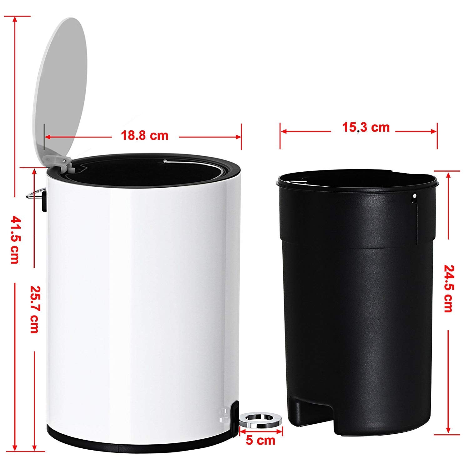 FurnitureXtra™ Modern Soft-Close Pedal Bin – Compact & Durable black