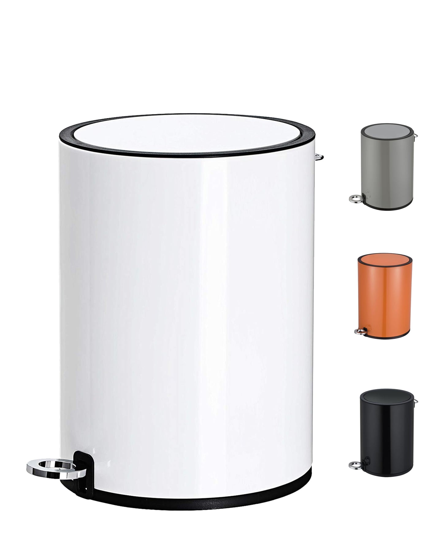 FurnitureXtra™ Modern Style Powder Coated Soft Close Pedal Bin, Plastic Inner bucket, ABS lid