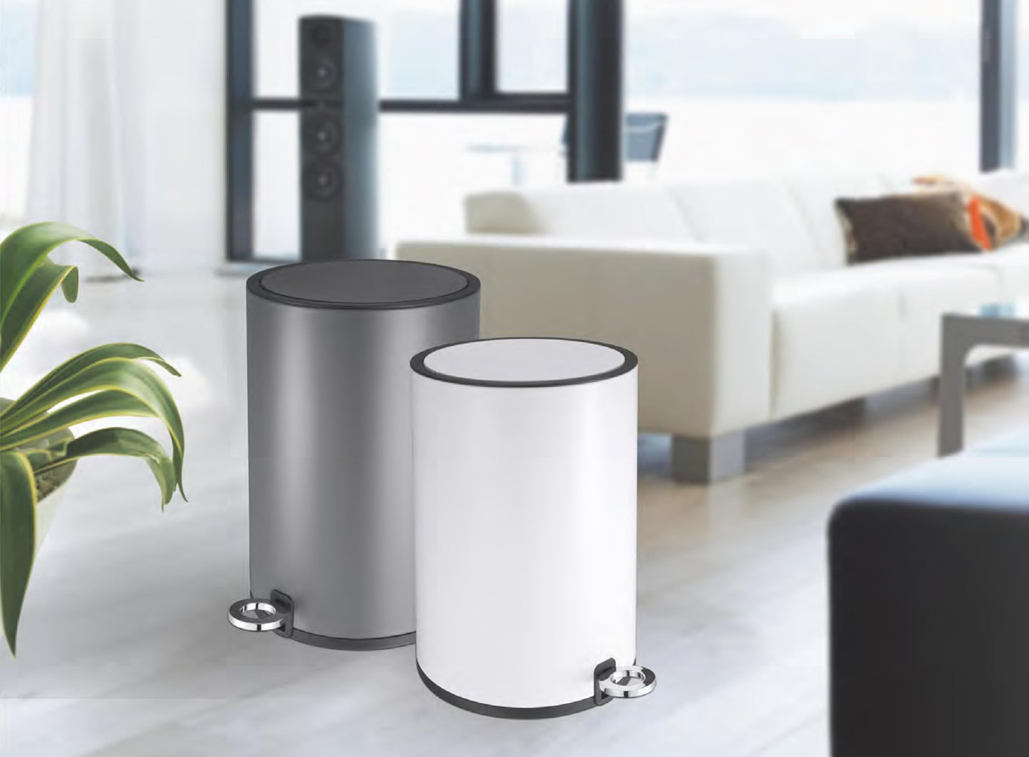 FurnitureXtra™ Modern Style Powder Coated Soft Close Pedal Bin, Plastic Inner bucket, ABS lid