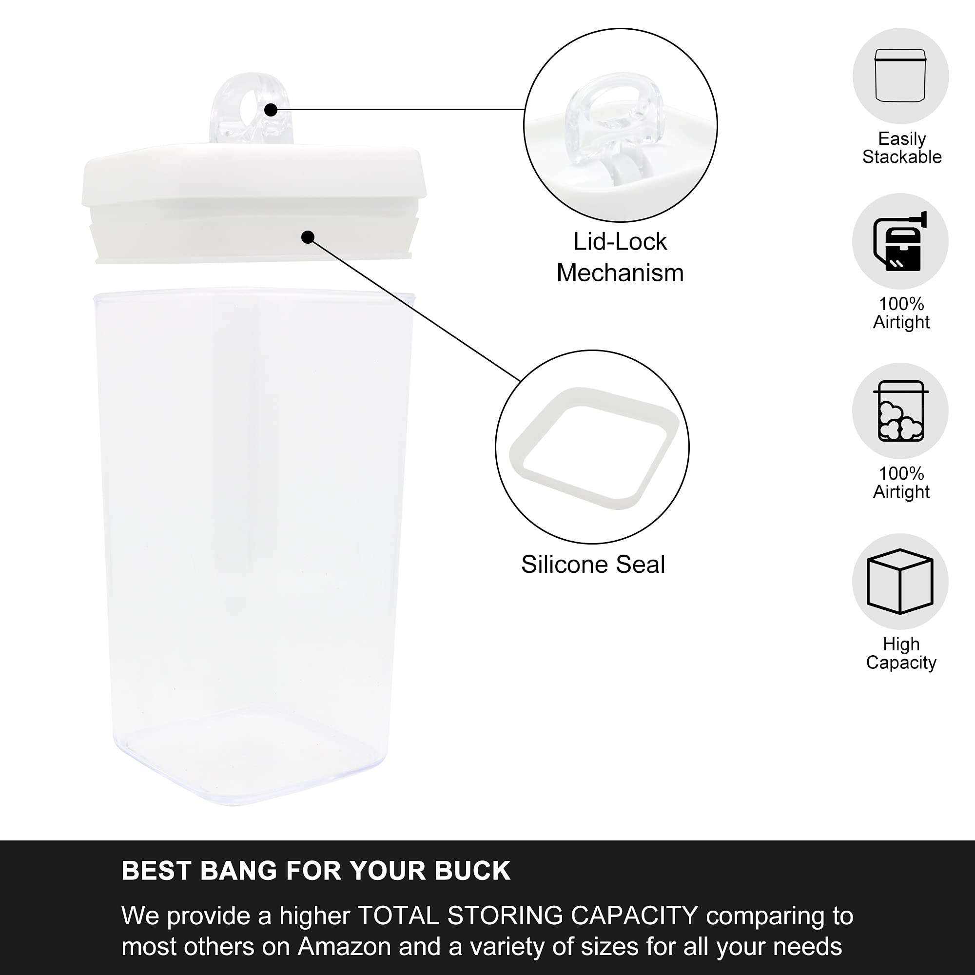 FurnitureXtra Stackable Airtight Food Storage Containers with Lids BPA Free