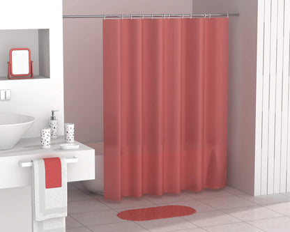 FurnitureXtra Modern Design 7 Piece Plastic Bathroom Accessory Set, Soap Dish, Tooth Brush Holder, Soap Dispenser, Tumbler, Shower Curtain, Curtain Rings and Bathmat