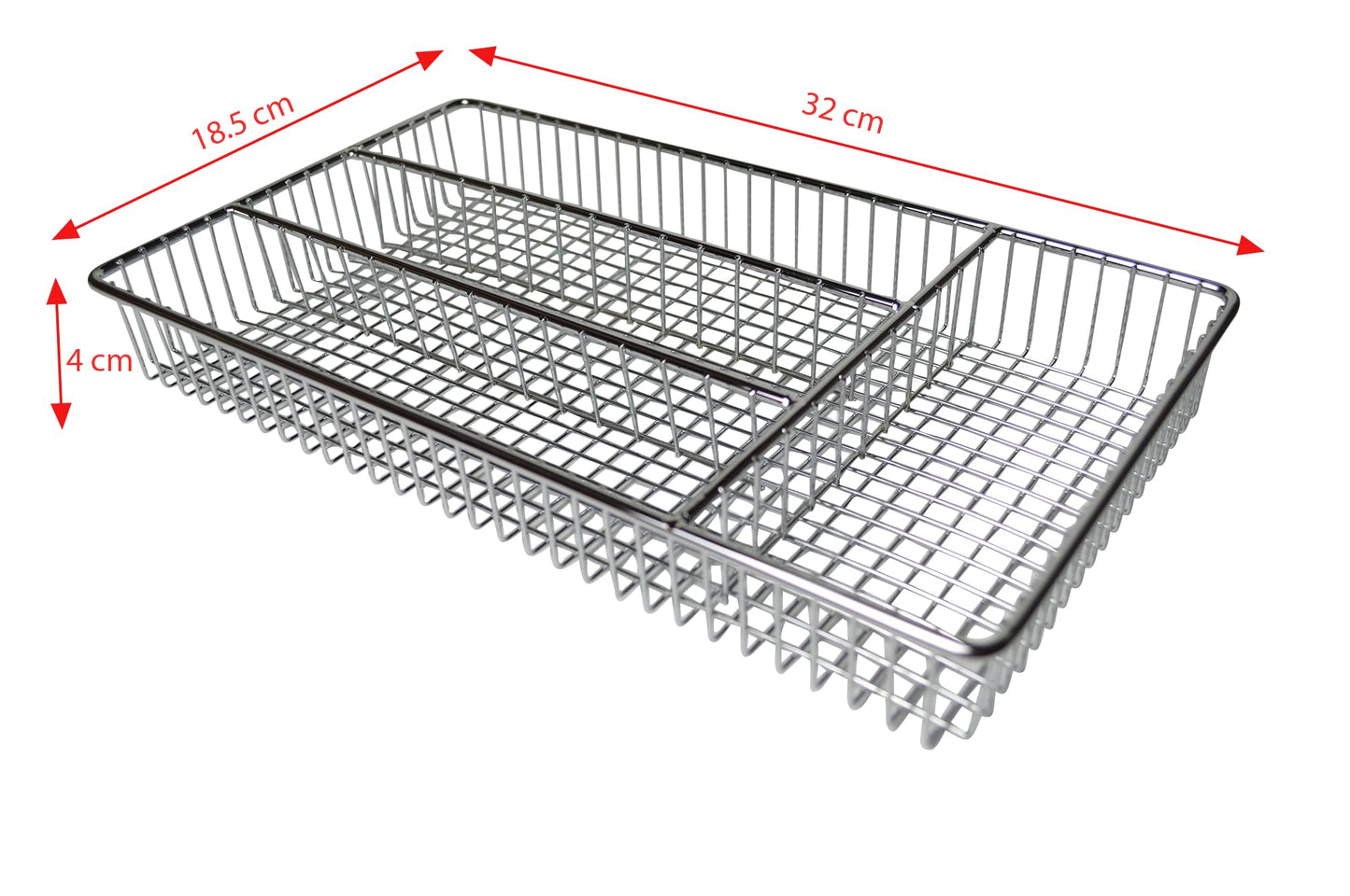 FurnitureXtra Deluxe Stainless Steel Chrome Small Cutlery Tray - L: 32cm x W: 18.5cm x H: 4cm