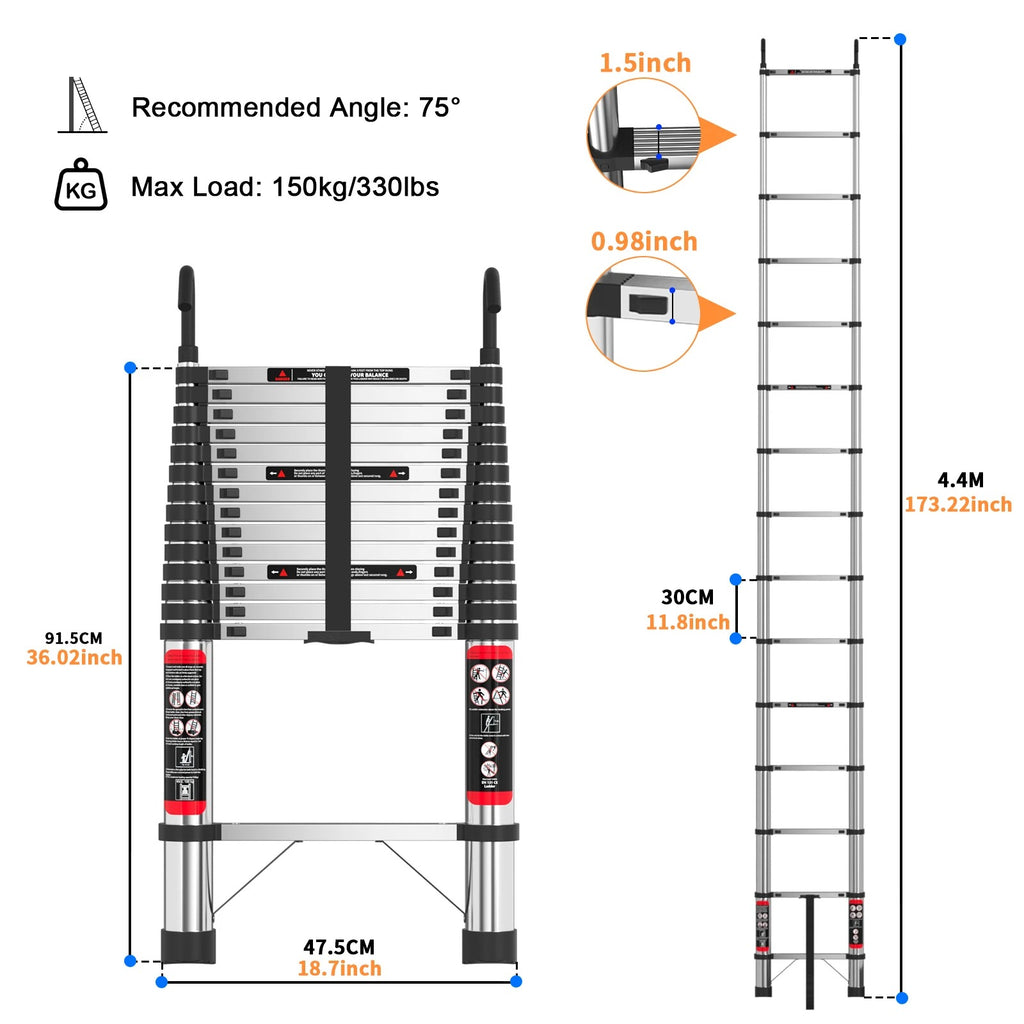 Telescopic Ladder Stainless Steel,load 150kg, Convenient Extendable ,For Pulling Walls, Changing Light Bulbs,Repairing Roofs,RV   4.8   160 Reviews   ౹   2,000+ sold