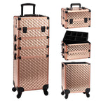 Makeup Trolley Case Detachable 4 in 1 Alloy Train Briefcase for Nail Manicure on Wheels Lock Salon Large Capacity Storage Case
