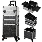 Makeup Trolley Case Detachable 4 in 1 Alloy Train Briefcase for Nail Manicure on Wheels Lock Salon Large Capacity Storage Case