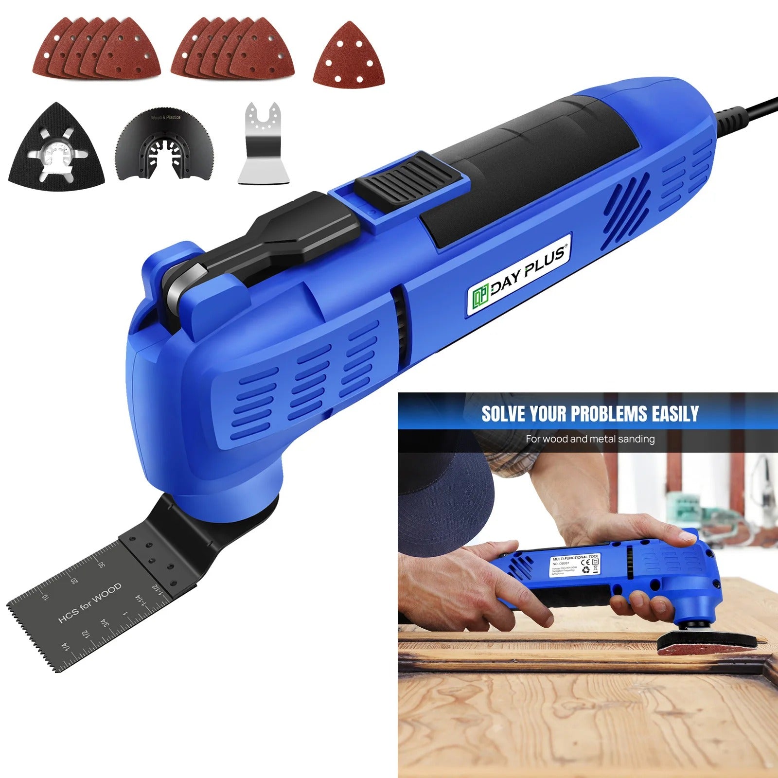 Fingey Oscillating Multi Tools, 3800W 22000RPM Electric Corded Multi Tool, 3°Oscillation Angle for Cutting, Sanding, Scraping,Quick-fitars, Motorcycles, Bicycles & Sports Equipment