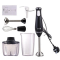 800W 4-in-1 Hand Blender Set – Professional Immersion Blender with Whisk, Chopper & Beaker – Black