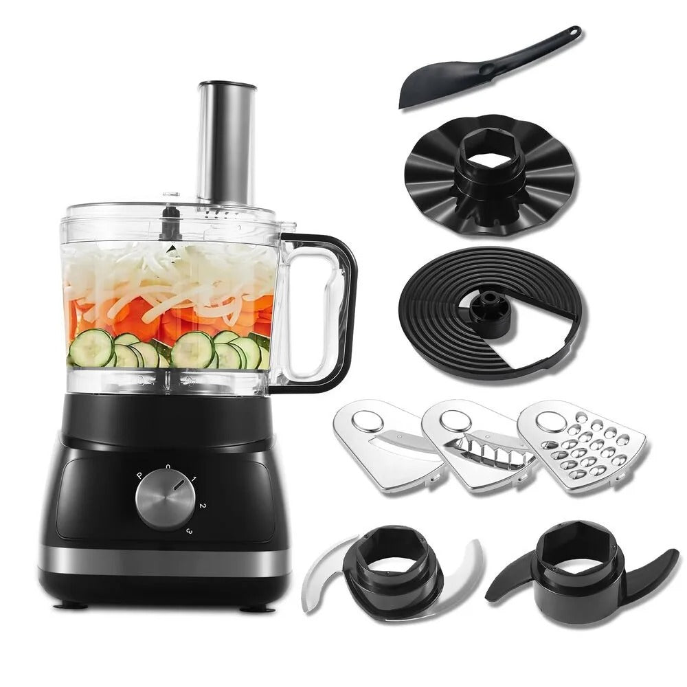 TopStrong 6-in-1 Food Processor 800W with 2L Bowl, 3 Speeds & Pulse – Chop, Slice, Shred & Knead Dough