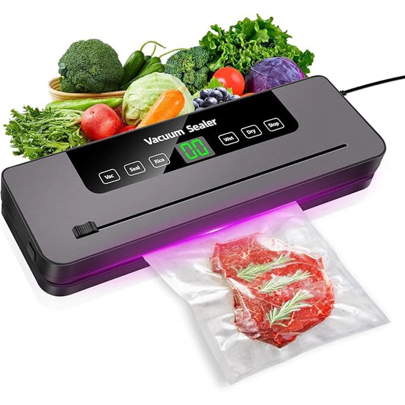 Automatic Food Vacuum Sealer Machine – 5 Modes, Built-in Cutter, 10 Vacuum Bags, Wet & Dry Food Sealing