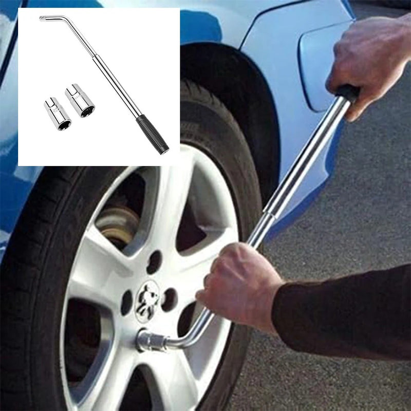 High-Torque Telescopic Wheel Nut Wrench – Universal Extendable Lug Wrench for Roadside Breakdown Emergencies