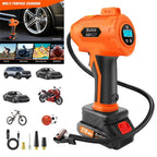 Portable Electric Car Tyre Pump, 180PSI High-Pressure Air Compressor, 21V Rechargeable & 12V Car Adapter
