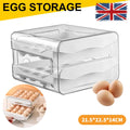 Drawer Egg Holder Rack – 2 Layer Refrigerator Egg Storage Box (32 Grid, White)