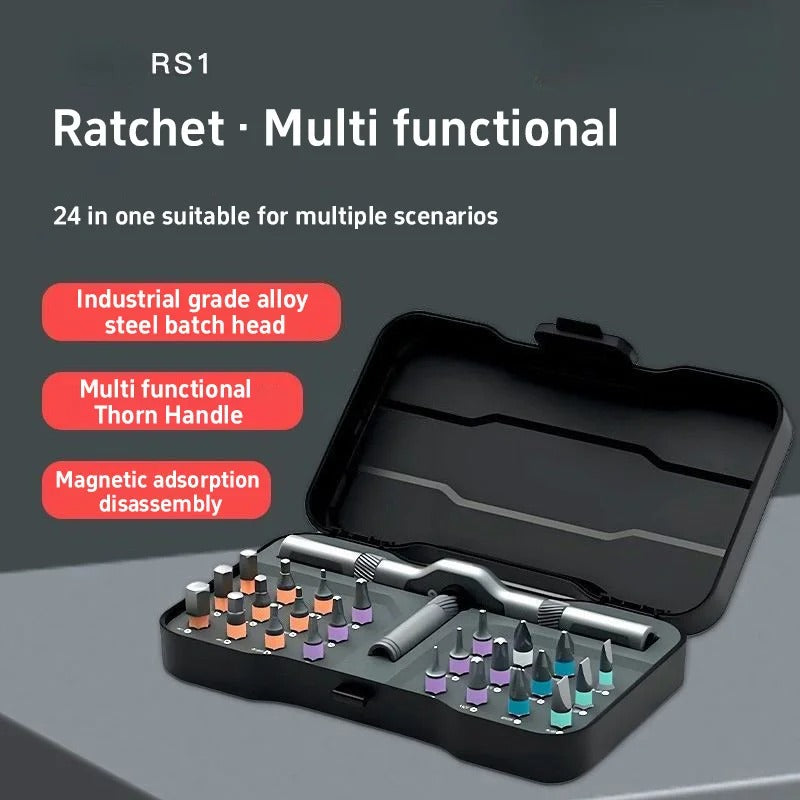 24-in-1 Magnetic Ratchet Screwdriver & Allen Wrench Set – Compact Multi-dlTool with T-Hane