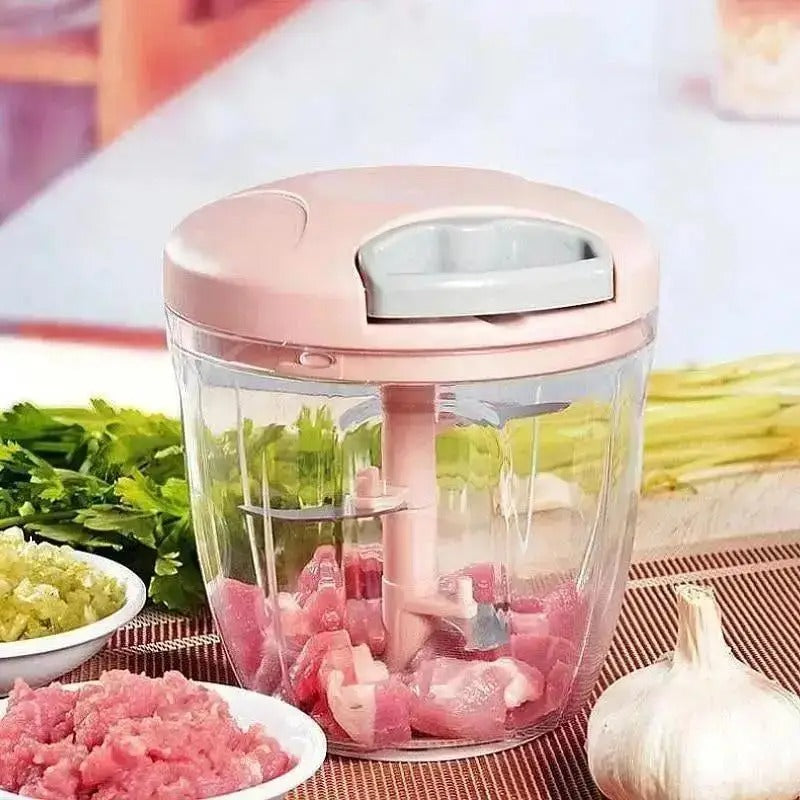 Manual Rotary Garlic & Vegetable Chopper – 500ml/900ml Hand-Powered Food Processor for Kitchen Prep