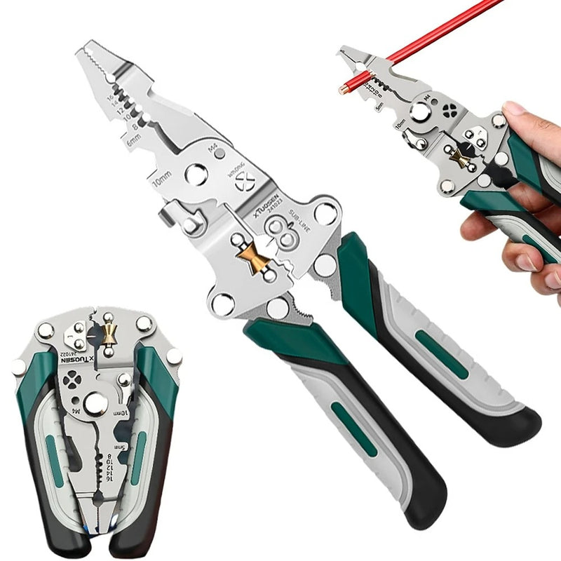 18-in-1 Foldable Wire Stripper Pliers – Multifunction Electrician Tool with Wire Cutting, Stripping & Crimping Functions | Compact Chrome Vanadium Steel Electrical Repair Tool