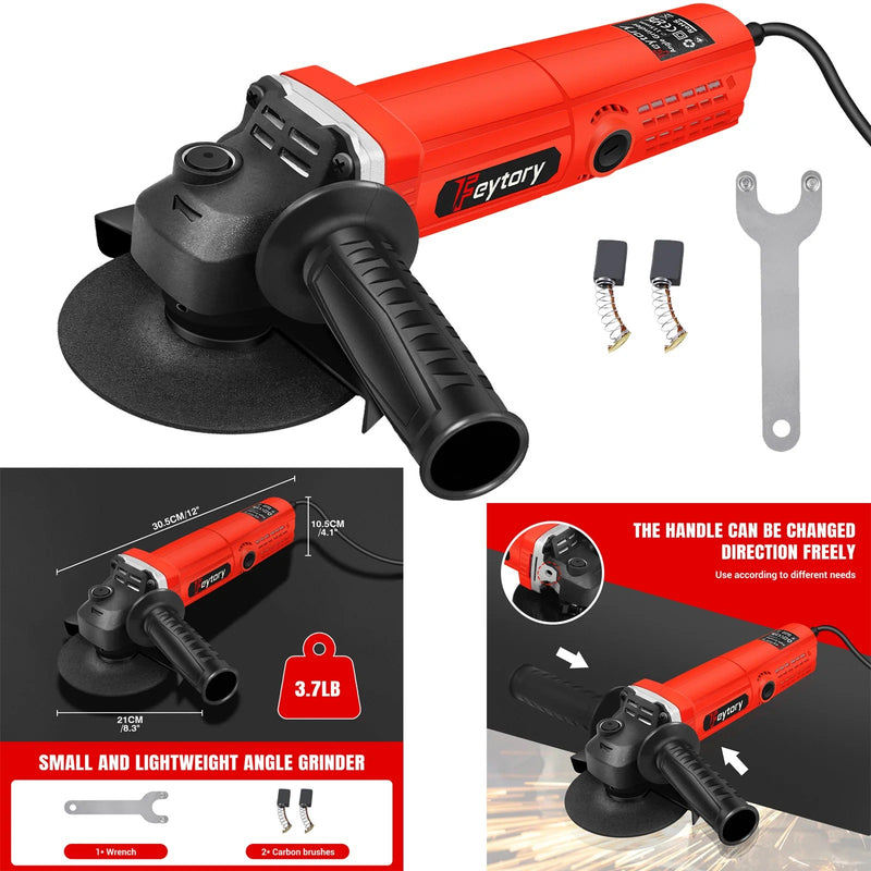 115mm Angle Grinder 5000W 4.5” Electric Corded Grinder 12000RPM M14 for Metal & Tile Cutting