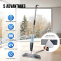 Wet and Dry Spray Mop Floor Wiper with Spray Function with 3 Wiper Pads and Window Scraper, 360° Rotating Mop 700ml