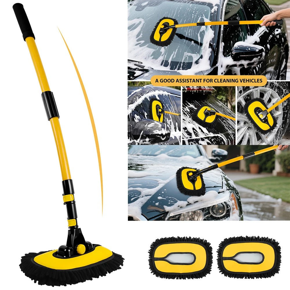 15° Arc Retractable Car Cleaning Brush | Extendable Microfiber Mop for RV, Truck & Camper