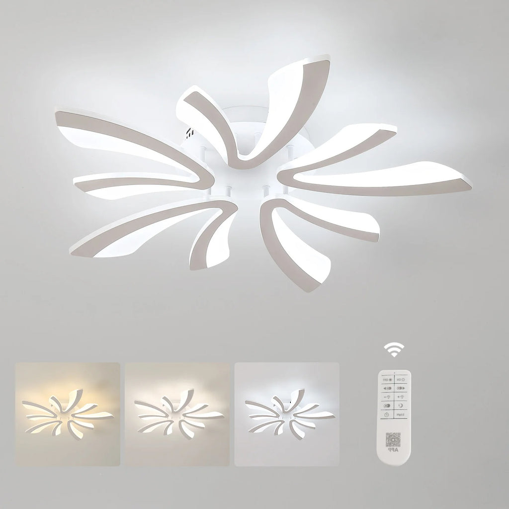 Modern LED Ceiling Light 48W – Dimmable V-Shaped Acrylic Flush Mount with Remote Control, 3000K/4000K/6500K for Bedroom, Living Room & Kitchen