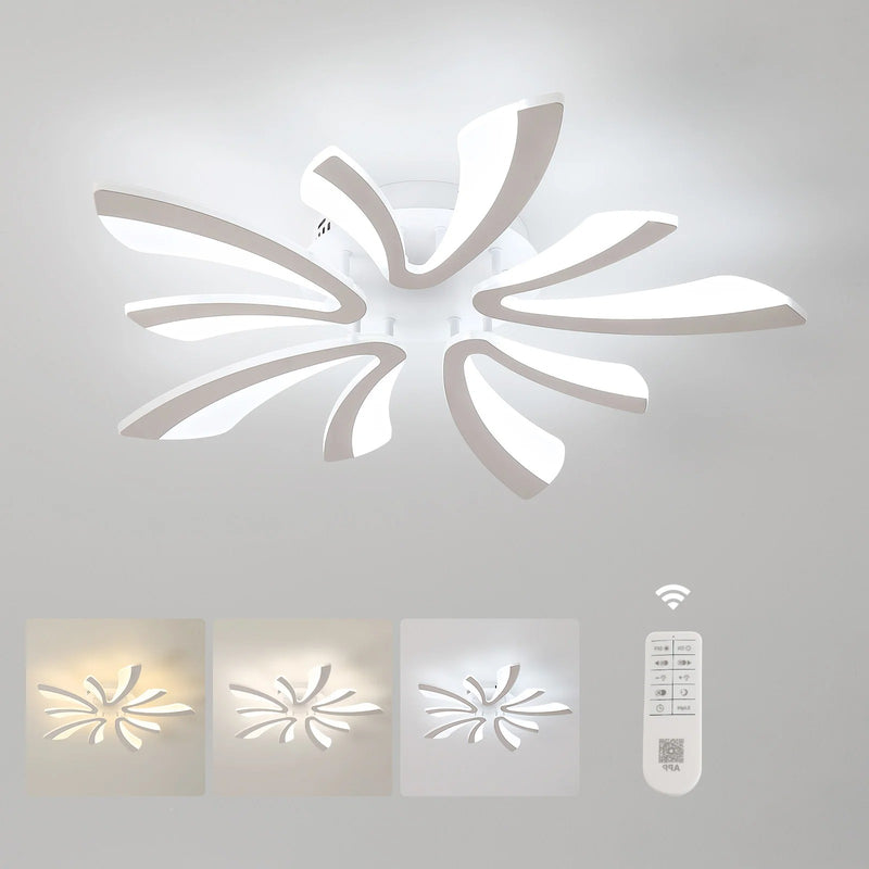 Modern LED Ceiling Light 48W – Dimmable V-Shaped Acrylic Flush Mount with Remote Control, 3000K/4000K/6500K for Bedroom, Living Room & Kitchen