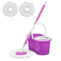 Spin Mop 360° Bucket Set Floor Magic Microfiber Rotating Dry Heads with 2 Heads