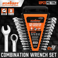 HORUSDY 12-Piece Metric Spanner Set – Chrome Vanadium Steel Open & Ring Wrench Kit (8-19mm) with Storage Rack