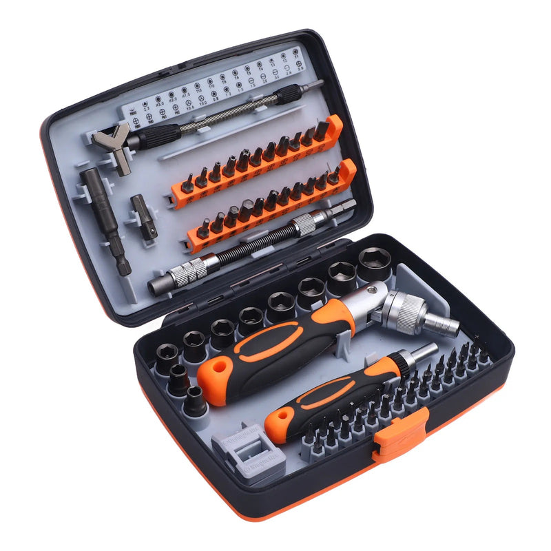 Professional 68-Piece Ratchet Screwdriver Toolkit – Cr-V Steel Magnetic Bits, Flexible Extension Rods & Storage Box