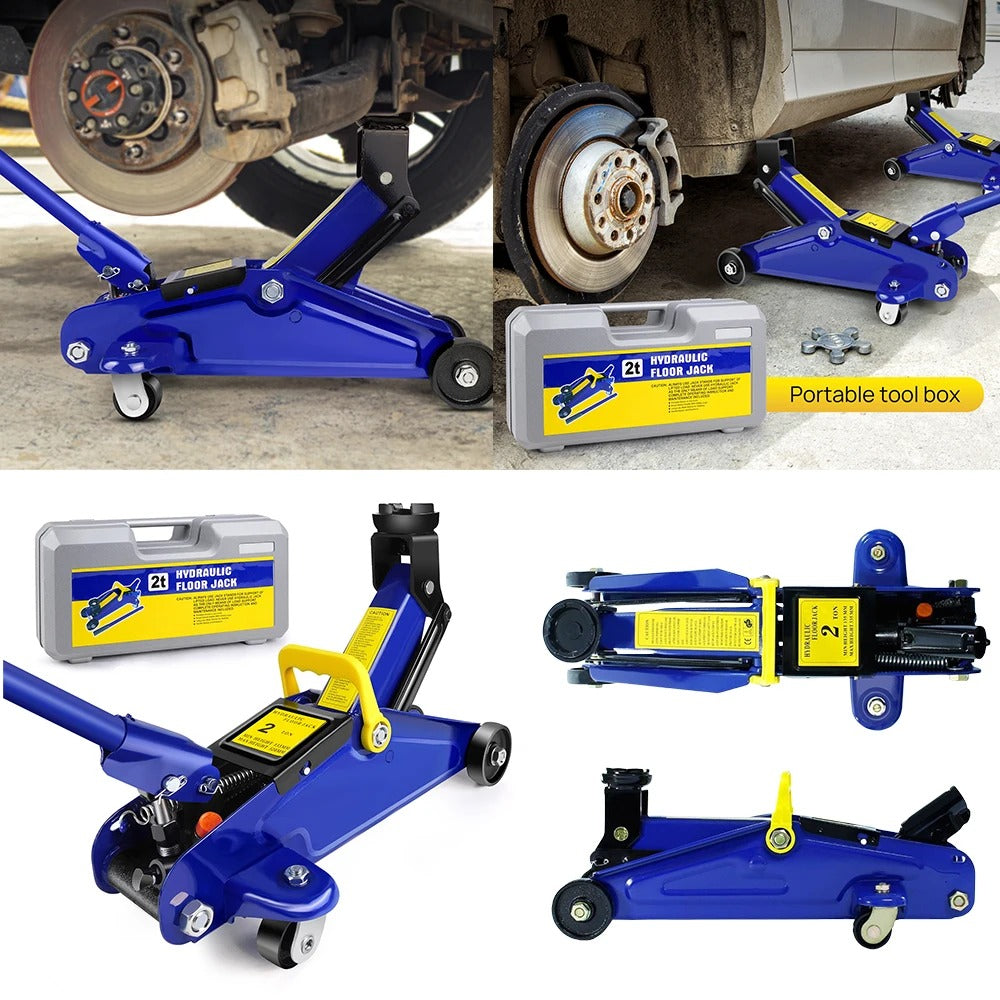 Steel Hydraulic Floor Jack 4000lbs / 2 Ton | Car & Lorry Trolley Jack with Swivel Casters