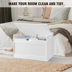 Wooden Storage Bench with Lid – 2-in-1 Toy & Blanket Box, Large Capacity with Safety Hinges