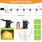 30M Outdoor String Lights G40 LED Festoon Fairy Patio Garland Lamp Wedding Street Camping Garden Birthday Party Decoration Light