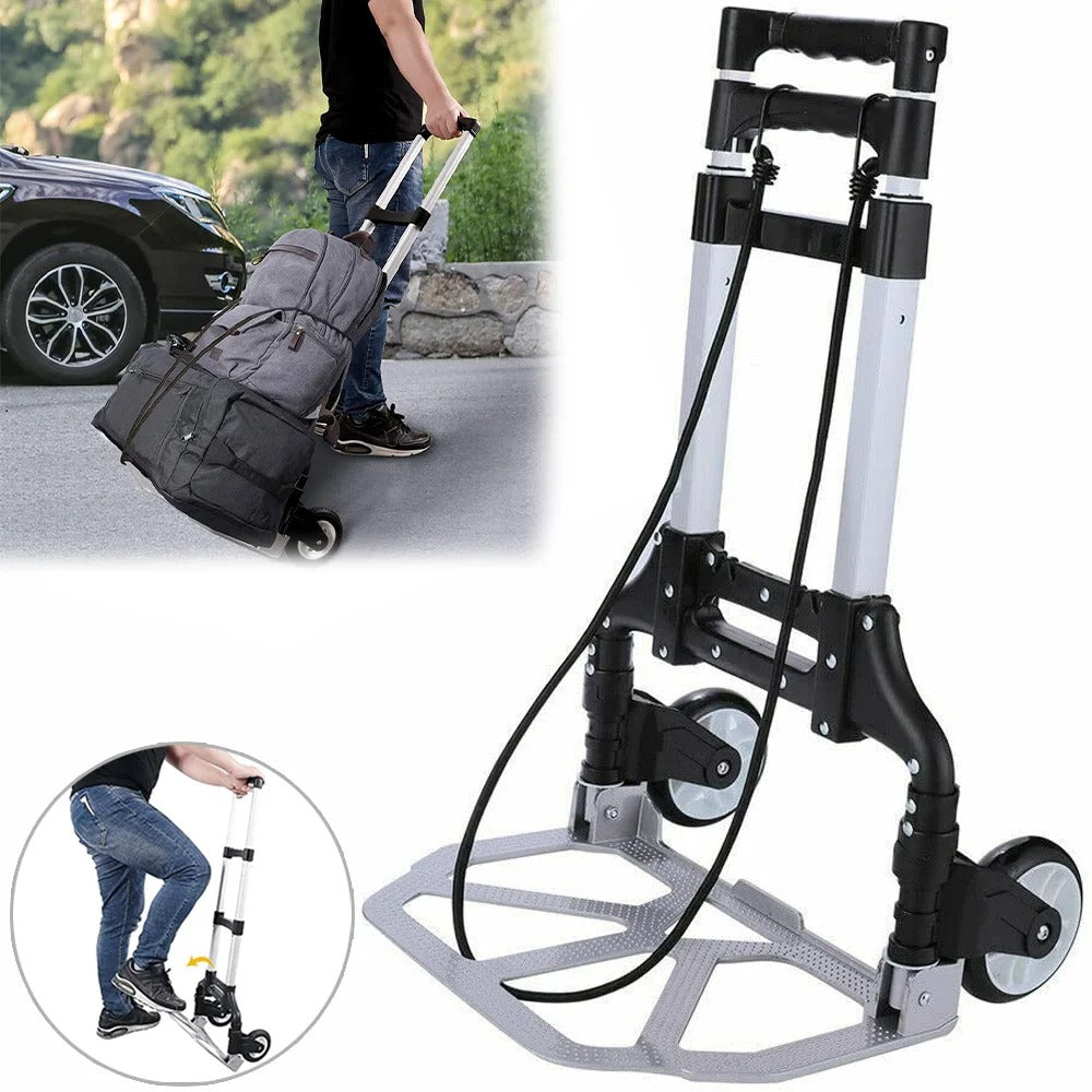 Folding luggage trolley portable hand truck lightweight aluminum luggage home warehouse garden office trolley Load 80KG