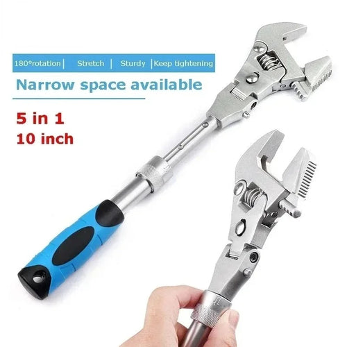 10-Inch Multi-Function Adjustable Ratchet Wrench – 180° Folding Head & High-Torque Precision Tool