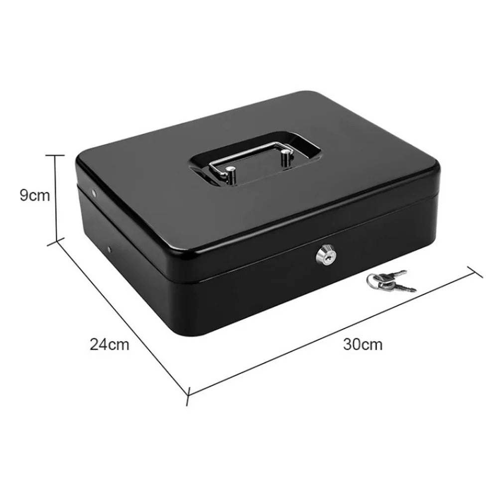 Money Box with Key -Money Tin with Lock - Small Lockable Cash Box with Coin Tray for Petty Cash Coins Notes