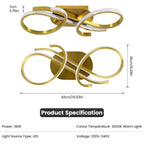 Modern 36W LED Ceiling Light – Golden Acrylic Chandelier Lamp, 3000K Warm White for Bedroom